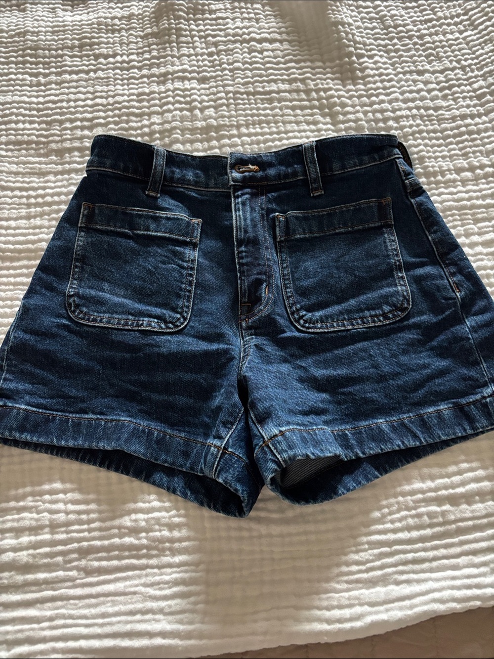 Madewell Dark Blue Denim Patch-Pocket Shorts